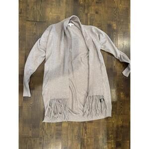 Miss Lulo Fringed Cardigan Light Brown Size Large L Acrylic and Wool